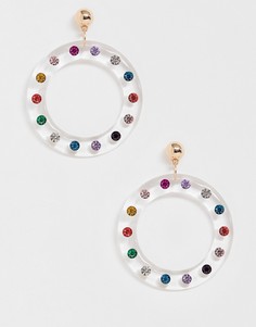 Прозрачные серьги-кольца с разноцветными камнями ALDO Kedynia-Мульти