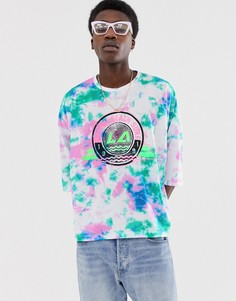 Свободный кроп-топ с принтом тай-дай и логотипом ASOS DESIGN-Белый
