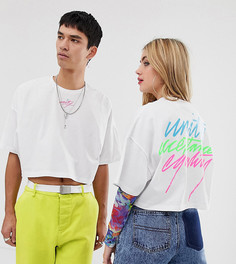 Укороченная футболка унисекс с вышивкой ASOS DESIGN x glaad&-Белый