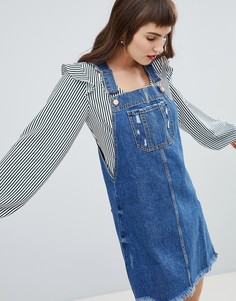 Джинсовое платье-комбинезон River Island-Синий