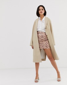 Мини-юбка из искусственной кожи со змеиным принтом River Island-Коричневый