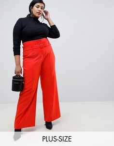 Брюки прямого кроя с поясом Lost Ink Plus-Красный