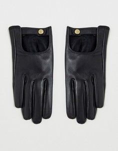 Черные кожаные перчатки для сенсорных экранов ASOS DESIGN-Черный