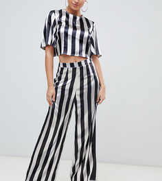 Широкие атласные брюки в полоску с эффектом металлик Missguided-Мульти