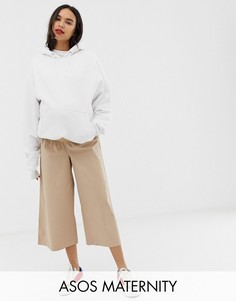 Кюлоты с трикотажной вставкой для живота ASOS DESIGN Maternity-Бежевый