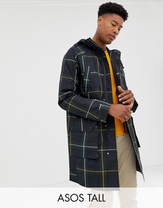 Зеленая парка в клетку с вощеной отделкой ASOS DESIGN Tall-Зеленый