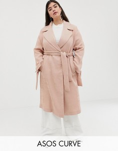 Фактурное пальто ASOS DESIGN Curve-Розовый