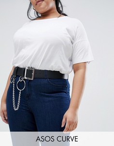 Ремень с кольцом и цепочкой ASOS DESIGN Curve-Черный