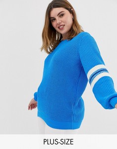 Джемпер с полосками на локтях Junarose-Синий