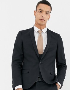 Черный супероблегающий пиджак из ткани с добавлением шерсти Twisted Tailor