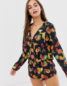 Пижамная рубашка с принтом фруктов ASOS DESIGN mix & match-Мульти
