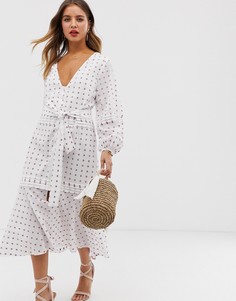 Платье миди с цветочной вышивкой Stevie May She Said-Белый