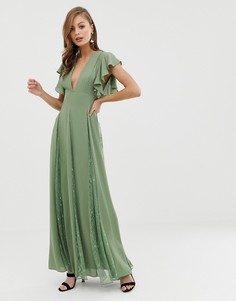 Платье макси с кружевными вставками годе ASOS DESIGN-Мульти