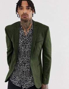 Трикотажный супероблегающий блейзер цвета хаки ASOS DESIGN-Зеленый