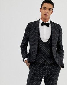Супероблегающий пиджак в тонкую полоску Twisted Tailor-Серый