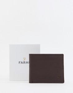Коричневый кожаный складной бумажник Farah