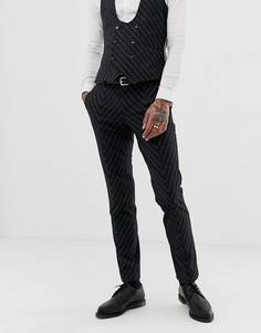 Супероблегающие брюки в тонкую полоску Twisted Tailor-Серый