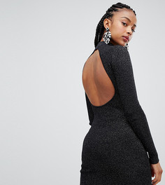 Платье с высоким воротником и открытой спиной Bershka-Черный