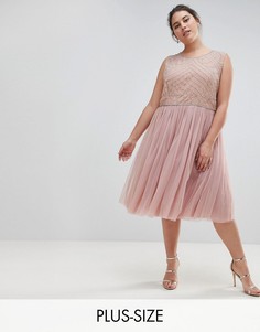 Декорированное платье с юбкой из тюля Lovedrobe Luxe-Розовый