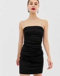 Черное платье мини с с отделкой стразами River Island-Черный