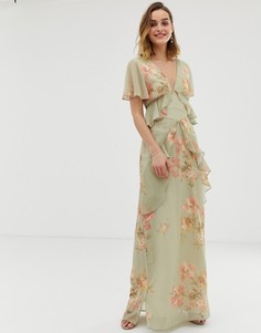 Платье макси с открытой спиной и цветочным принтом Hope & Ivy-Мульти