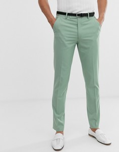 Мятно-зеленые облегающие брюки в строгом стиле ASOS DESIGN-Зеленый