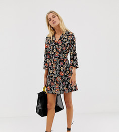 Короткое платье с запахом и элементами в стиле рубашки Stradivarius-Черный