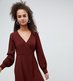 Чайное платье в мелкий горошек Bershka-Коричневый