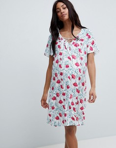 Платье миди с принтом роз и оборками Mamalicious-Мульти Mama.Licious