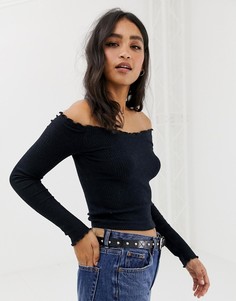 Топ с открытыми плечами Abercrombie & Fitch-Темно-синий