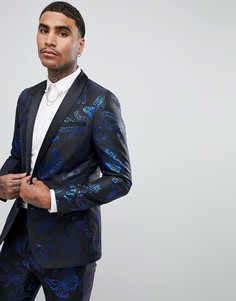 Приталенный жаккардовый пиджак в стиле вестерн ASOS EDITION-Черный