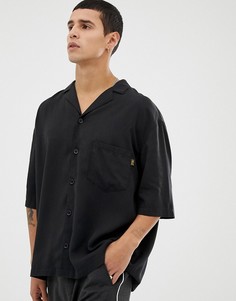 Черная рубашка-oversize с коротким рукавом и отложным воротником Tiger of Sweden Jeans-Черный