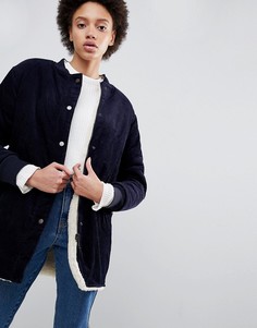 Удлиненный вельветовый бомбер Parka London Ezra-Темно-синий