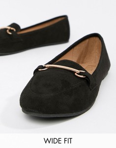 Черные туфли на плоской подошве для широкой стопы с отделкой RAID Viera-Черный