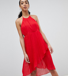 Плиссированное платье миди с халтером Missguided-Красный
