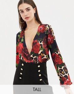 Трикотажный боди с принтом Flounce London Tall-Мульти