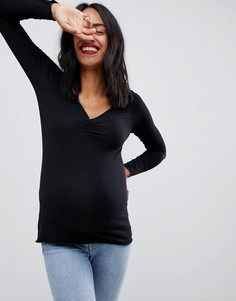 Лонгслив со сборками ASOS DESIGN Maternity-Черный