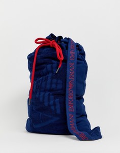Пляжное полотенце в сумке дафл с логотипом Emporio Armani-Синий