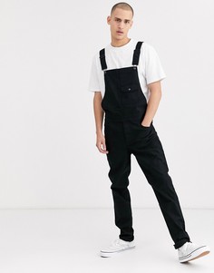 Черный джинсовый комбинезон зауженного кроя ASOS DESIGN-Черный цвет