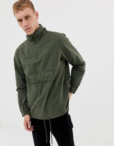 Oversize-куртка в стиле милитари с капюшоном без застежки Another Influence-Зеленый