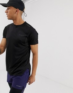 Черная спортивная футболка со ступенчатым краем и дышащими сетчатыми вставками ASOS 4505-Черный