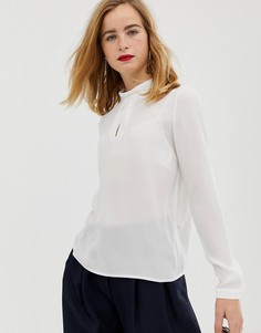 Блузка с отворачивающимся воротником Selected Femme-Белый