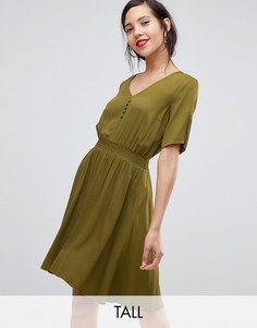 Платье миди с эластичной талией Y.A.S Tall-Зеленый