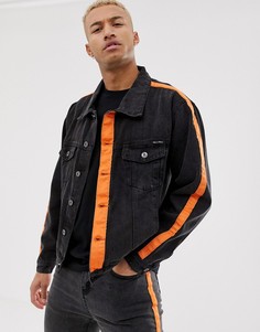 Черная джинсовая куртка с оранжевыми полосками Liquor N Poker-Черный