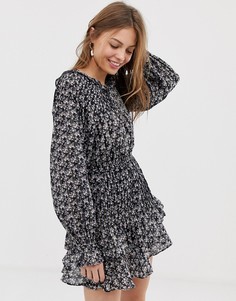 Платье с цветочным принтом и поясом Stevie May-Синий