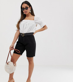 Черные эксклюзивные удлиненные джинсовые шорты Missguided Petite-Черный