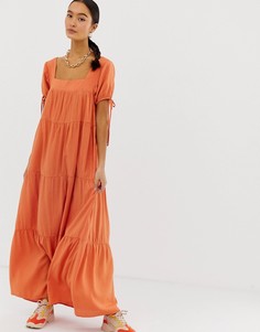 Платье макси с завязками на рукавах Emory Park-Оранжевый