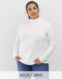 Белый лонгслив с высоким воротом ASOS DESIGN Curve