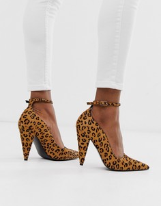Туфли-лодочки из премиум-кожи на высоком каблуке с леопардовым принтом ASOS DESIGN Producer-Мульти