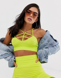 Неоновый бесшовный бралетт с лямками ASOS DESIGN - Riyah-Зеленый